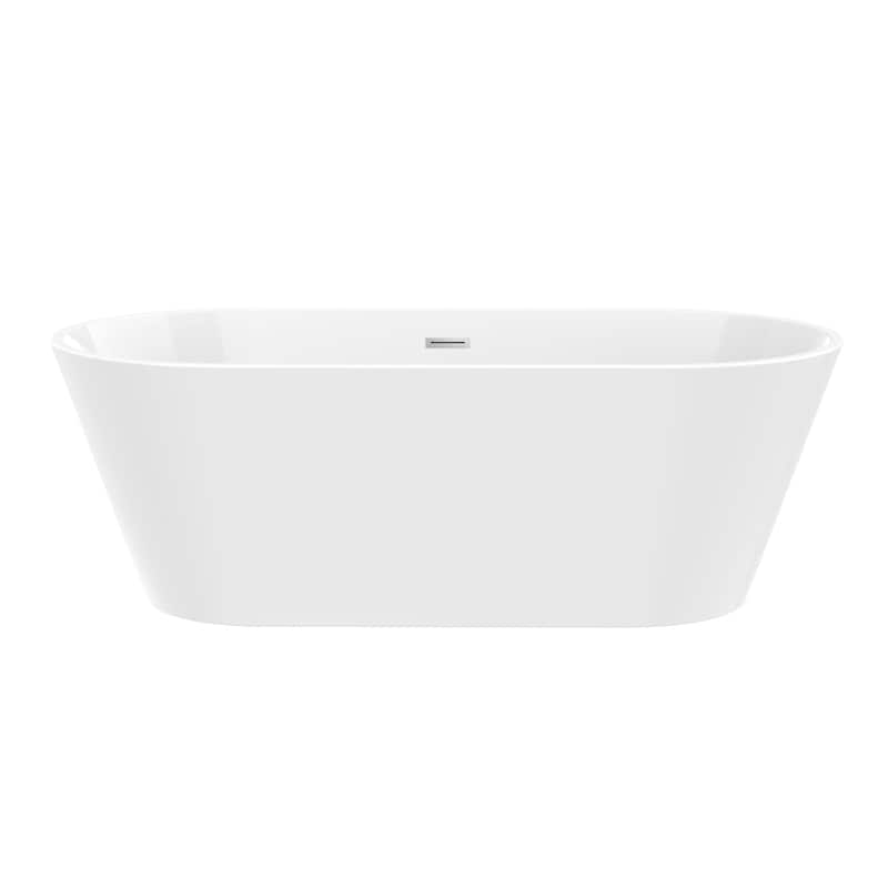 Vanity Art 67" X 32" Non-Slip White Acrylic Freestanding Bathtub