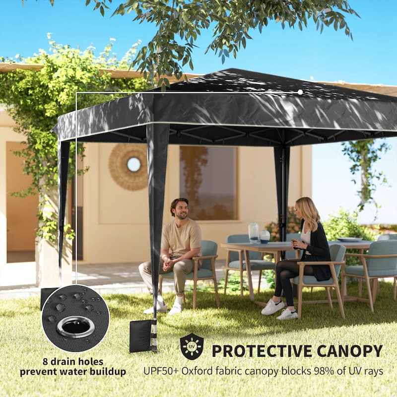 Outsunny 10 x 10 ft Pop Up Canopy Tent with Sidewalls, UPF50+ Outdoor Portable Instant Canopy Shelter with Carry Bag, Sandbags