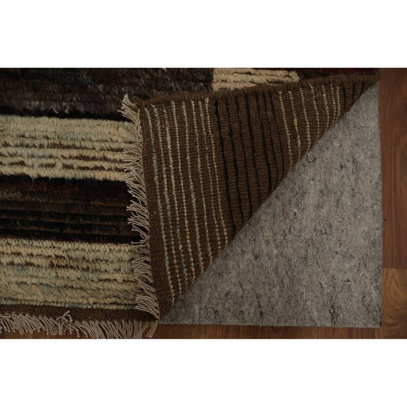 Hand Knotted Oriental 100% Wool Carpet Modern Tribal Beige & Ivories Moroccan Area Rug - 9' 10'' X 8' 0''