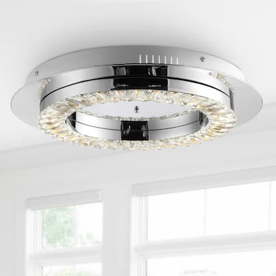Brice Integrated Iron/Crystal Glam LED Flush Mount, by JONATHAN Y