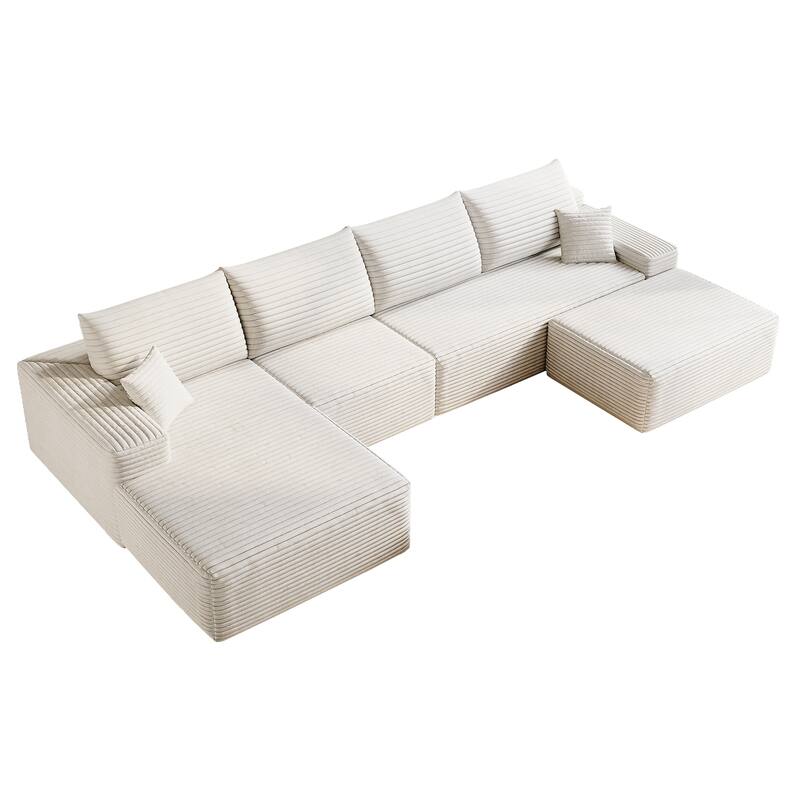 Modular U-shaped Sectional Sofa Symmetrical Deep Seat Sectional Couch with Left Facing Chaise Lounge and Ottoman