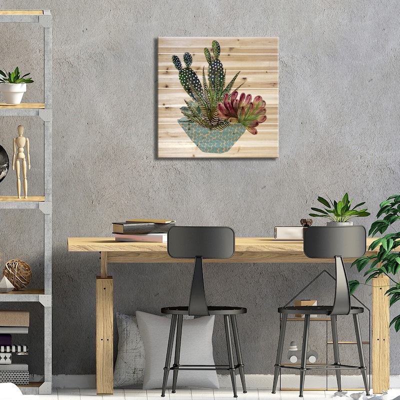 Cactus Arrangement I Print On Wood by Melissa Wang - Multi-Color