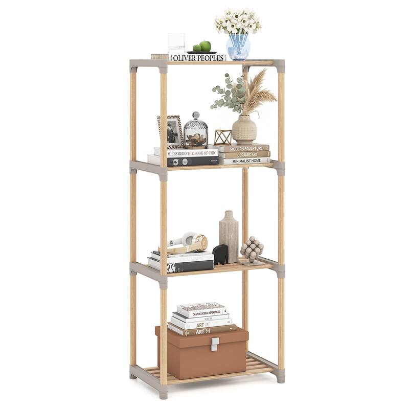 Gymax 4-Tier Bookshelf w/Open Shelves Freestanding Storage Organizer - Grey