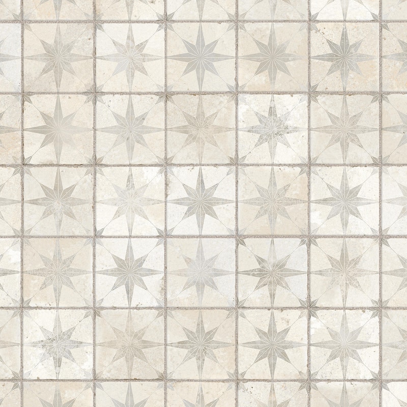 Merola Tile Harmonia Kings Star White 13" x 13" Ceramic Floor and Wall Tile