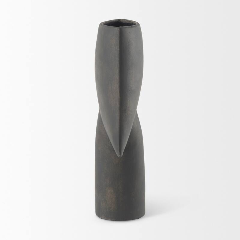 Rylee Dark Brown Ceramic Vase (13") - 9.8L x 3.5W x 13.0H