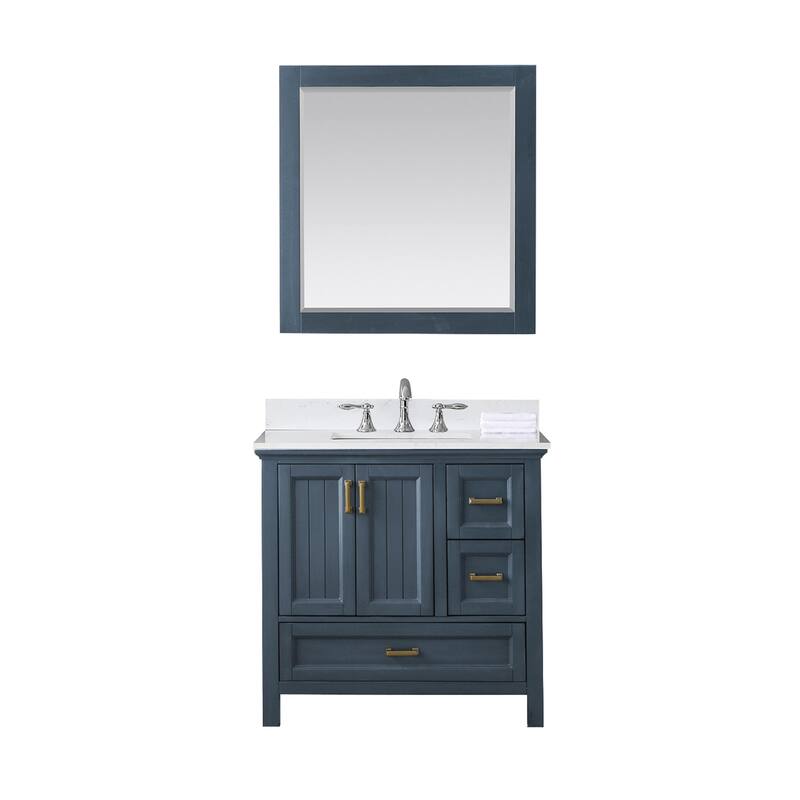 Altair Isla Single Bathroom Vanity Set and Aosta White Countertop with Mirror