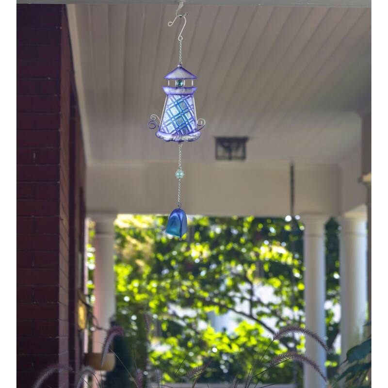CoTa Global Purple Lighthouse Hanging Sea Glass Wind Chime, 17.72 Inch