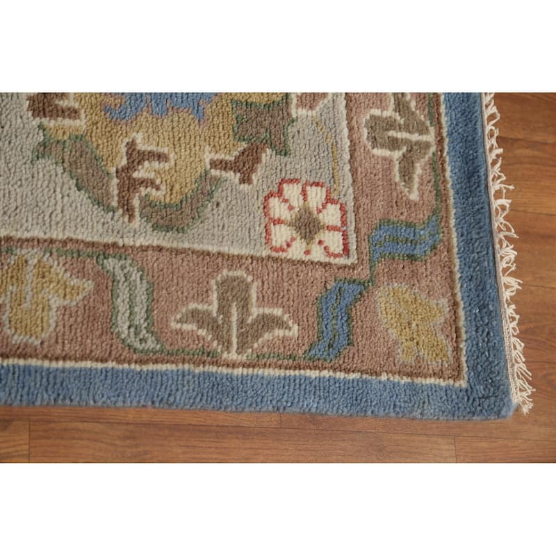 Palace Size Blue Oushak Large Area Rug Hand-Knotted Wool Carpet - 12'0" x 14'11"
