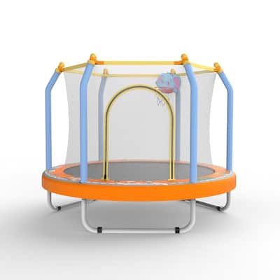55-inch Trampoline for Kids Indoor & Outdoor Small Toddler Trampoline with Basketball Hoop