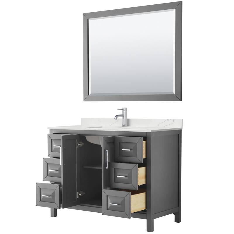 Daria 48-inch Single Vanity, Single Hole Quartz Top, 46-inch Mirror