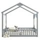 preview thumbnail 17 of 28, Double Twin Size House-Style Floor Bed with Fence and Guardrails without Door