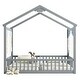 preview thumbnail 7 of 8, Grey Double Twin Pine Wood House Floor Bed with Guardrails