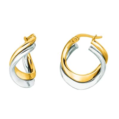 Curata 14k Two-tone Gold 22x5mm Geometric Polished Double Hoop Earrings