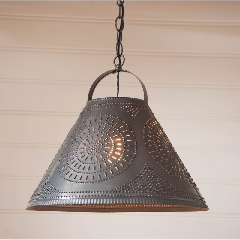 Homestead Shade Pendant Light With Chisel In Kettle Black 17 Inches - 14 X 17.5 X 17.5 inches