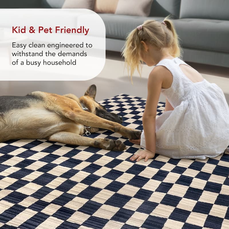 Nuloom Dominique Abstract Checkered Fringe Area Rug
