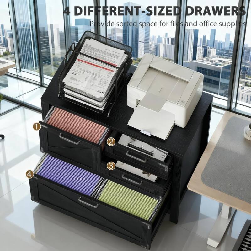 Farmhouse File Cabinet with 4 Drawers Lateral Filing Cabinet