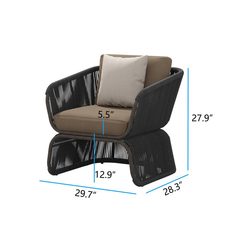 Corvus Ida Outdoor Wicker Club Chair with Sunbrella Cushion and Pillow