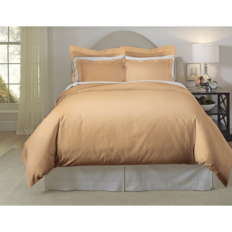 Pointehaven 620 Thread Count Long Staple Cotton Duvet Cover Set - Iced Coffee - King