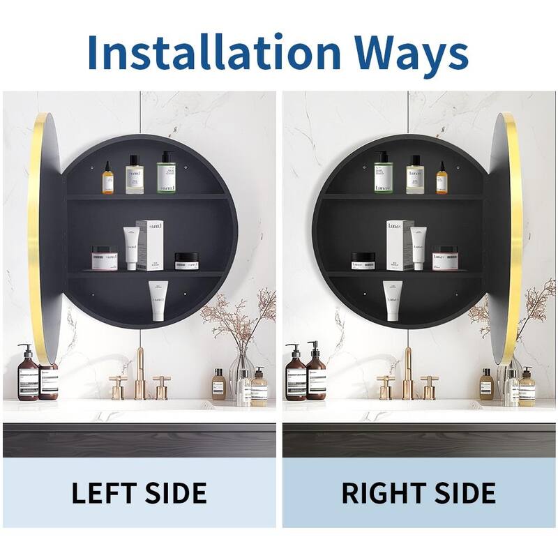 Metal Framed Wall-Mount Bathroom Medicine Cabinet with Mirror, Large Storage Space, Black Iron Powder Material