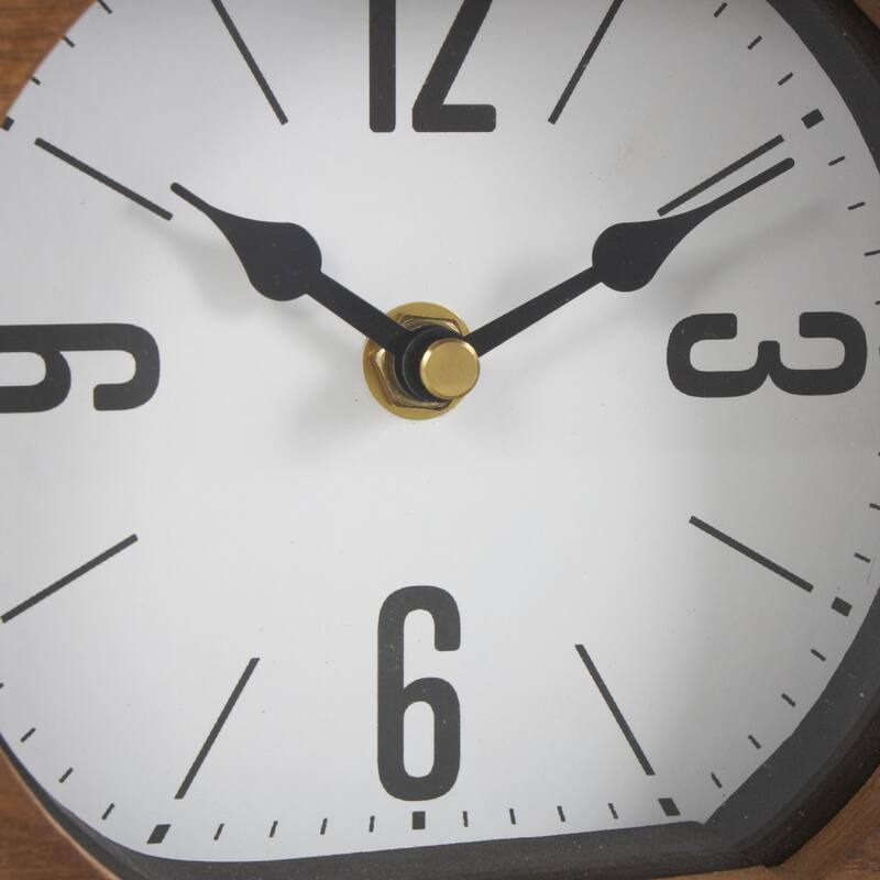 Metal Suspended Decorative Clock with Black Frame - Brown - Roche River Decor