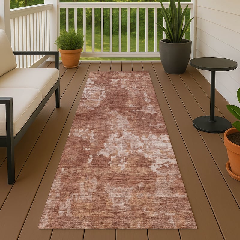 Machine Washable Indoor/ Outdoor Ombre Abstract Chantille Rug - Copper - 2'3" x 7'6"
