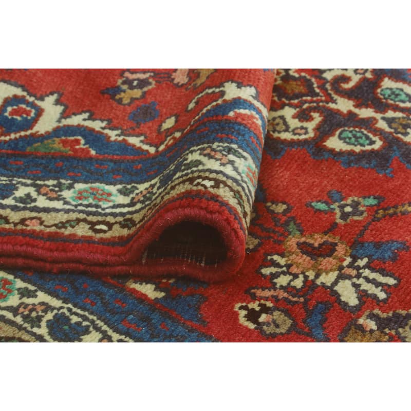 Fine Vintage Distressed Alger Red/Blue Runner - 3'5" x 10'0"