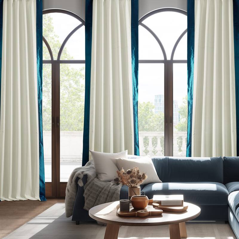 Exclusive Fabrics Fresh Pop Dobby Taffeta Side Bordered Light Filtering Curtains for Bedroom & Living Room Curtains (1 Panel)