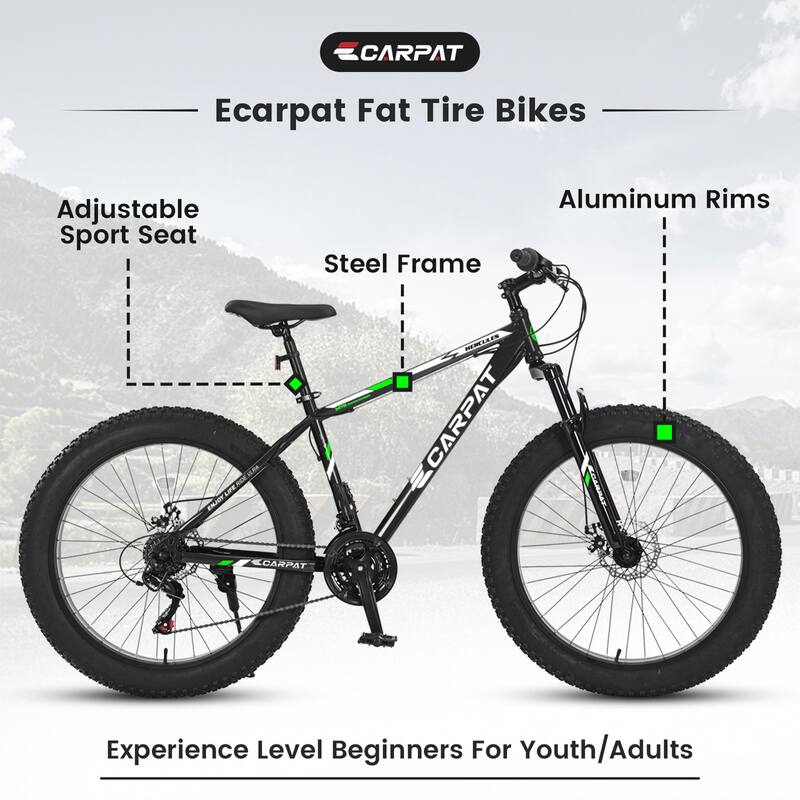 26 Inch Fat Tire Bike Shimano 21 Speed Commuter City Bicycle