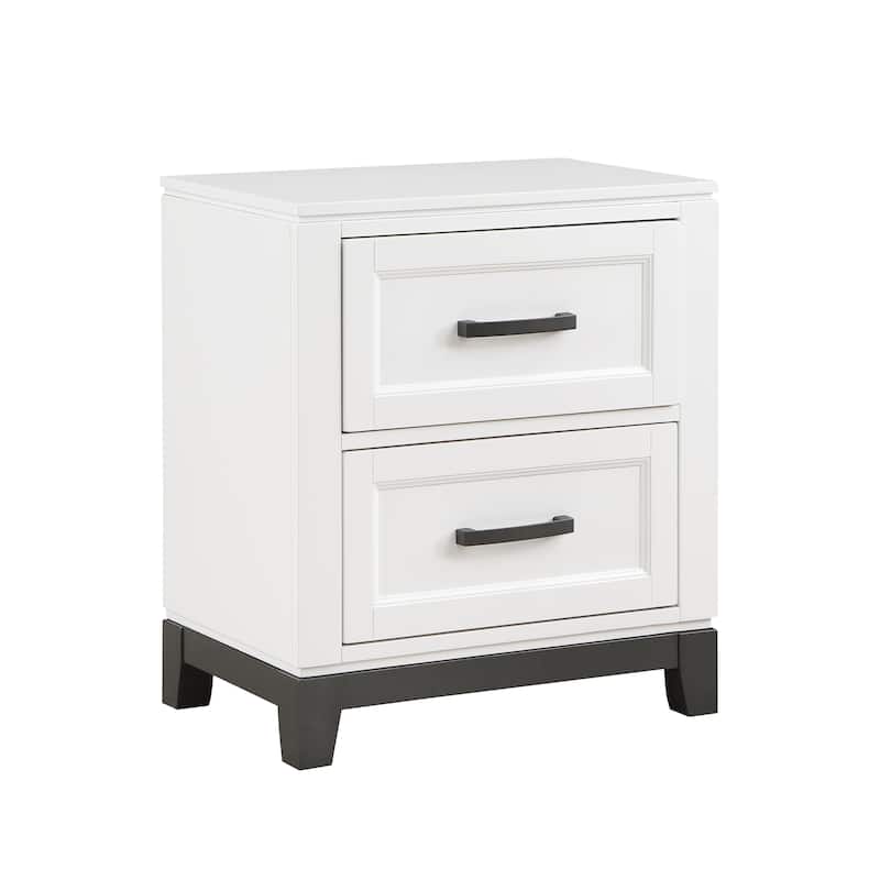 Nightstand with 2x Storage Drawers Wooden Bedroom Furniture 1pc