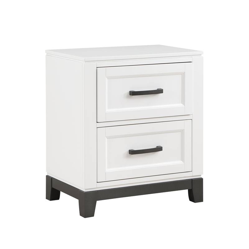 White Finish Nightstand with 2x Storage Drawers 1pc