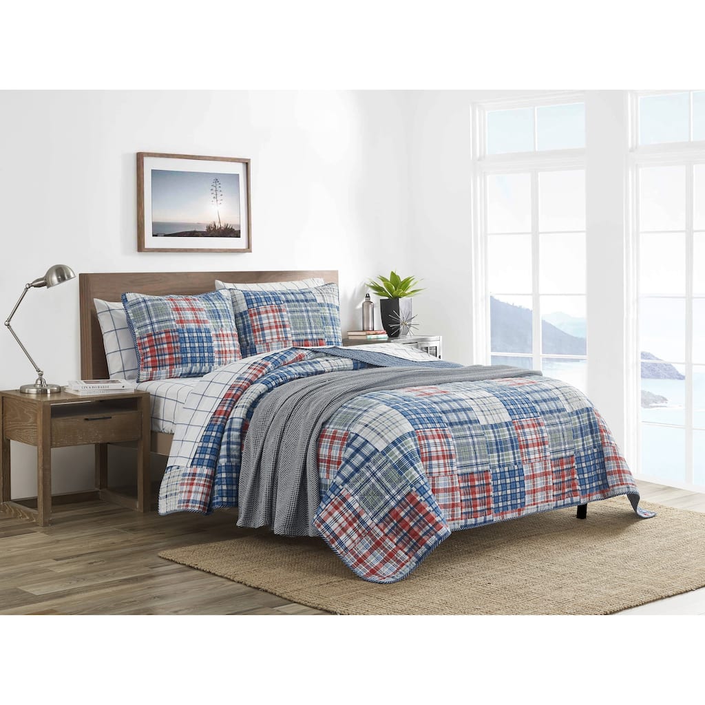 Nautica Raeford Cotton Reversible Blue Quilt Set