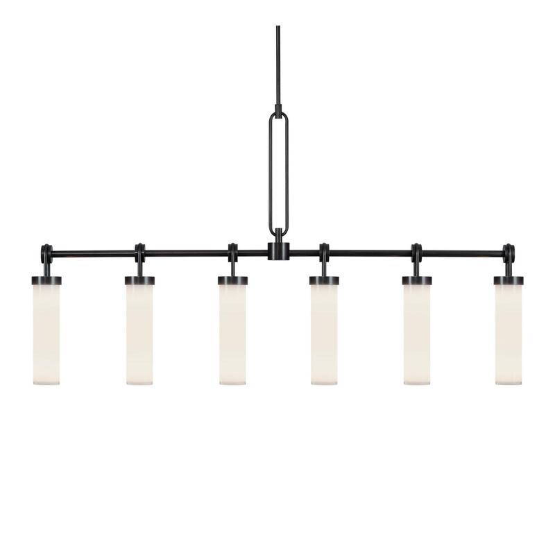 Alora Lighting LP355652 Wynwood 6 Light 52" Wide Linear Pendant - Urban Bronze / Glossy Opal Glass