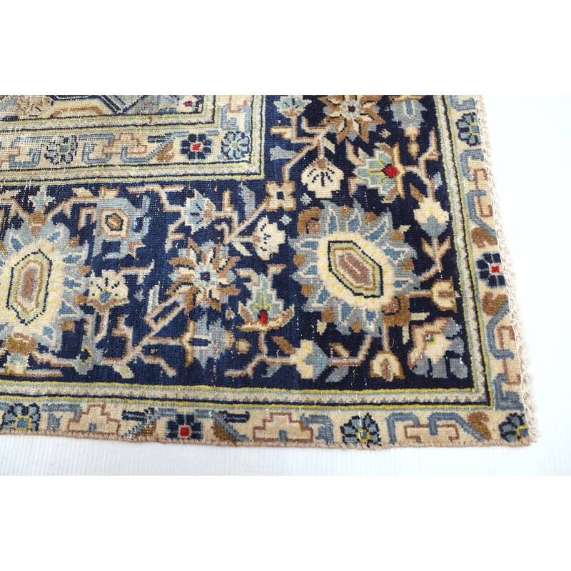 ECARPETGALLERY Hand-knotted Antalya Vintage Dark Navy Wool Rug - 6'8 x 10'6