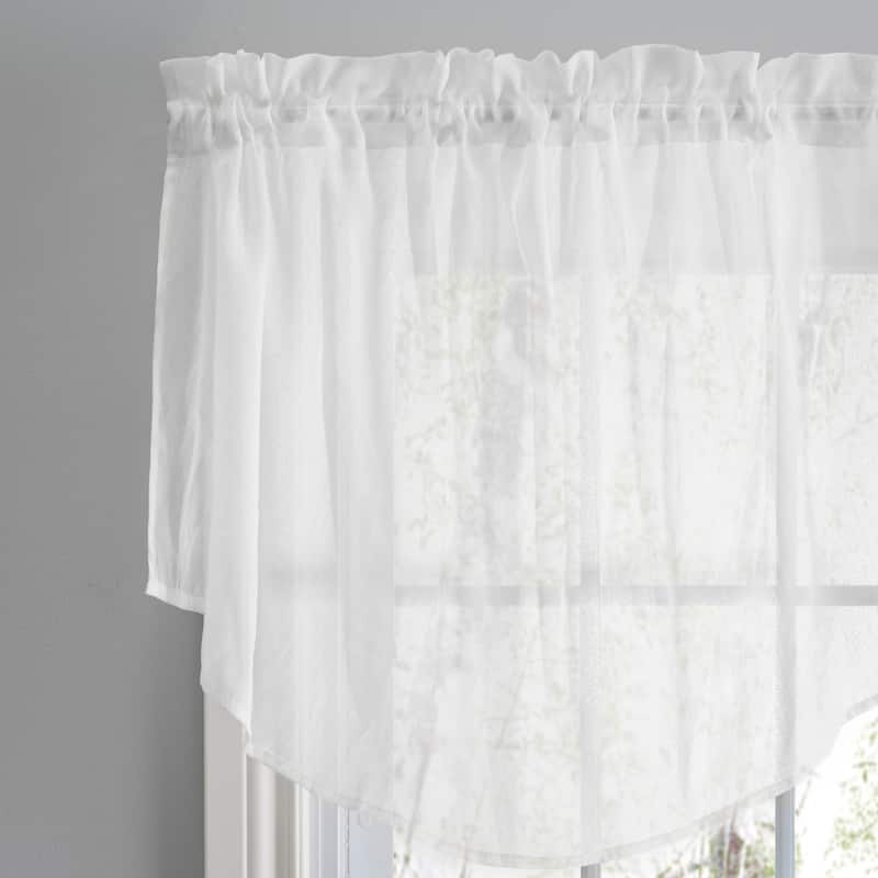 Sea Glass Semi-sheer Rod Pocket Kitchen Curtains - Tier, Swag or Valance (Sold Separately) - White - 56"W x 24"L Cascade Valance