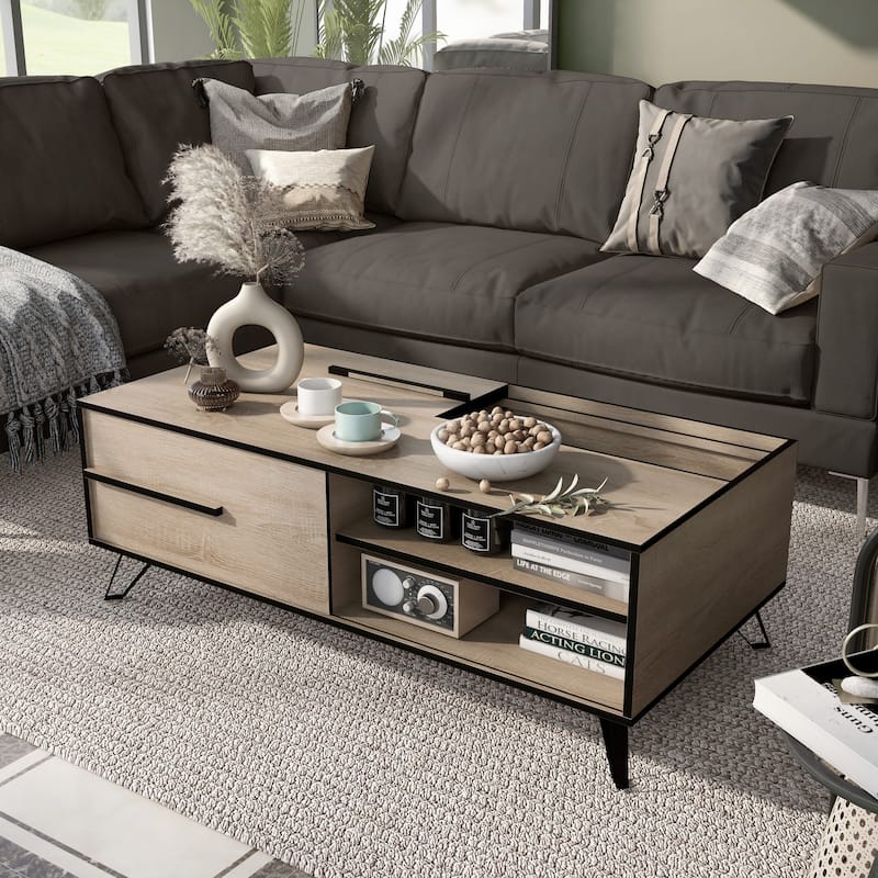 Carbon Loft Feleni Mid-century Modern 47-inch 3-shelf Coffee Table