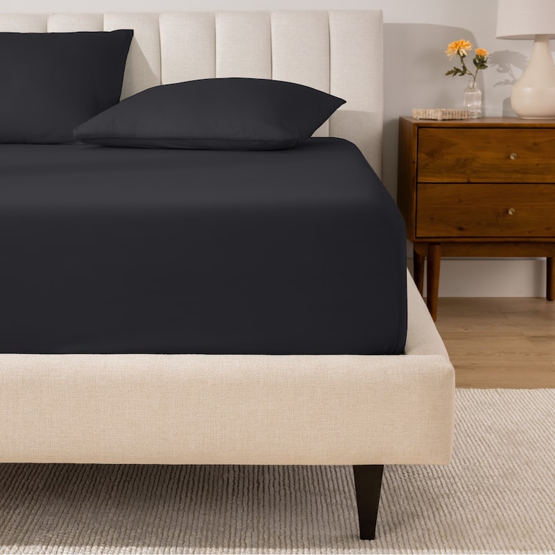 Bare Home Organic Cotton Percale Fitted Bottom Sheet