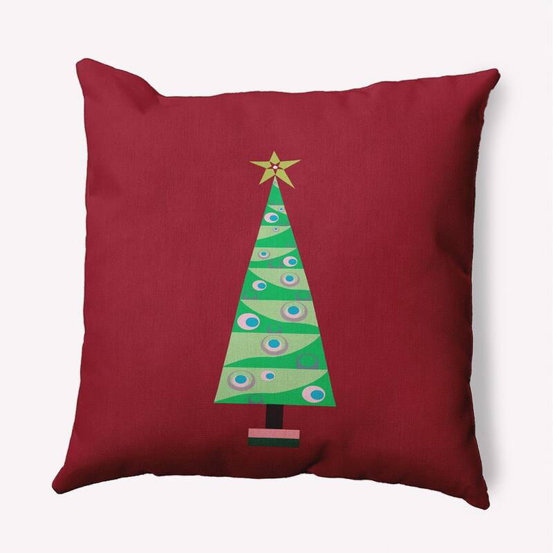 Cartoon Christmas Tree Accent Pillow - 26" x 26" - True Red