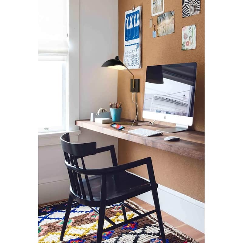 Giglio Swing Arm Bedroom Wall Sconces Modern Black Plug-in or Hardwired Sconce Lighting with USB Charge Port-Set of 2