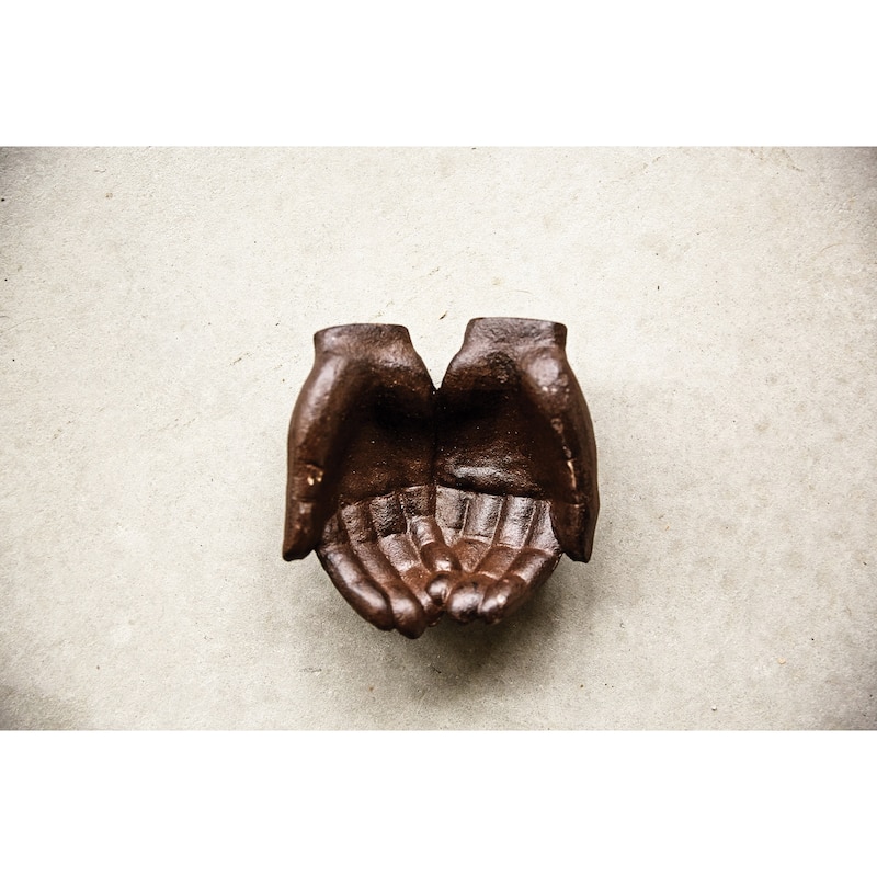 Cast Iron Hands Dish with Rust Finish