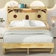 preview thumbnail 3 of 12, Full Size Car Bed with Bear Headboard, USB, LED, and Hidden Storage, Natural