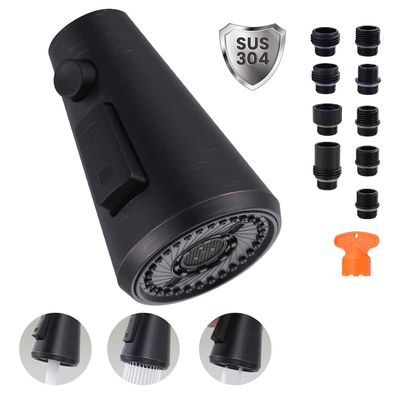 WOWOW Stainless Steel Kitchen Sprayer Head - 3 Modes with 9 Adapters - Oil Rubbed Bronze