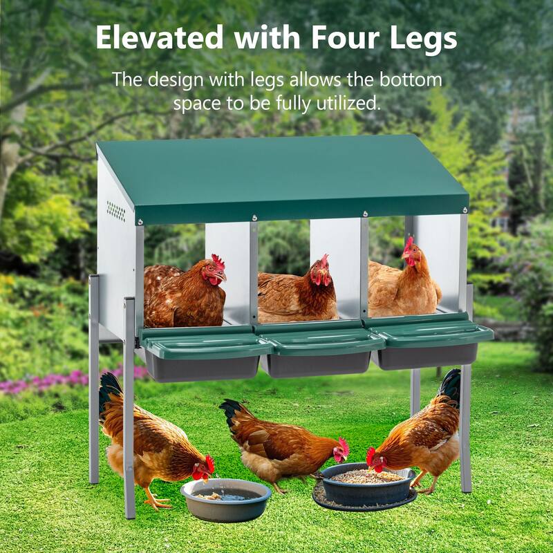 Nesting Boxes for Chickens 3 Holes Chicken Nesting Boxes with Legs