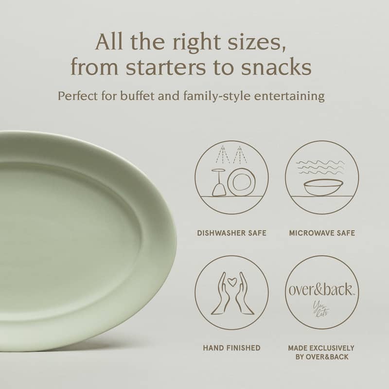 over&back Rimmed Semi-Matte Stoneware Oval Serving Platter