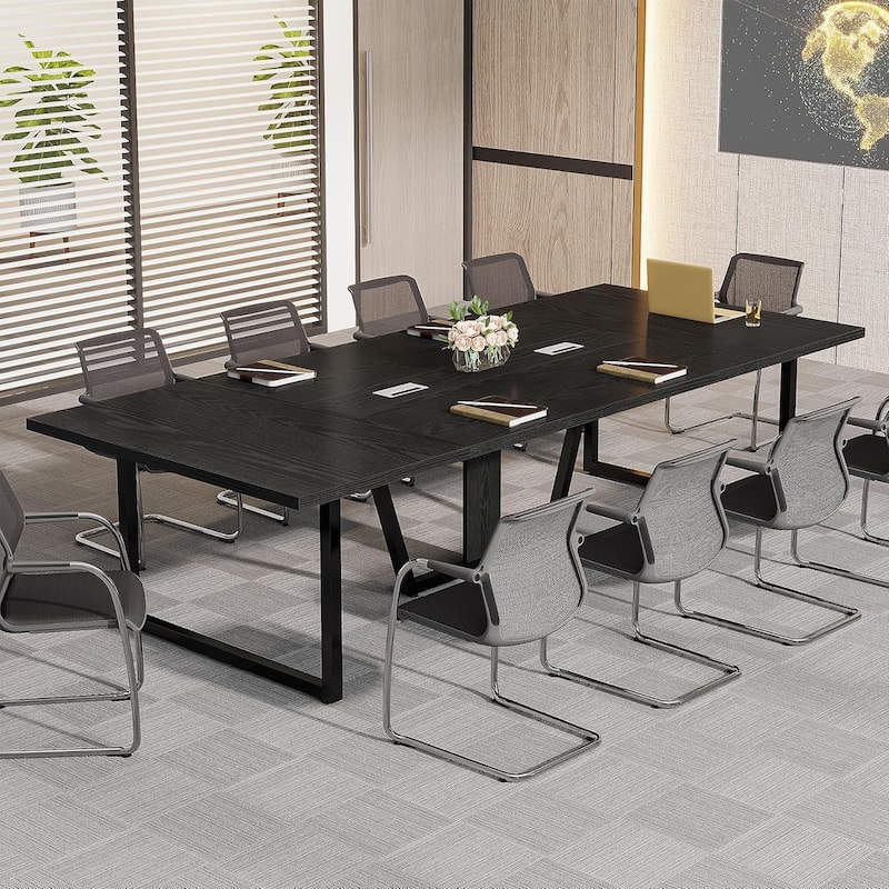 8FT Large Conference Table with Strong Metal Frame for Office Conference