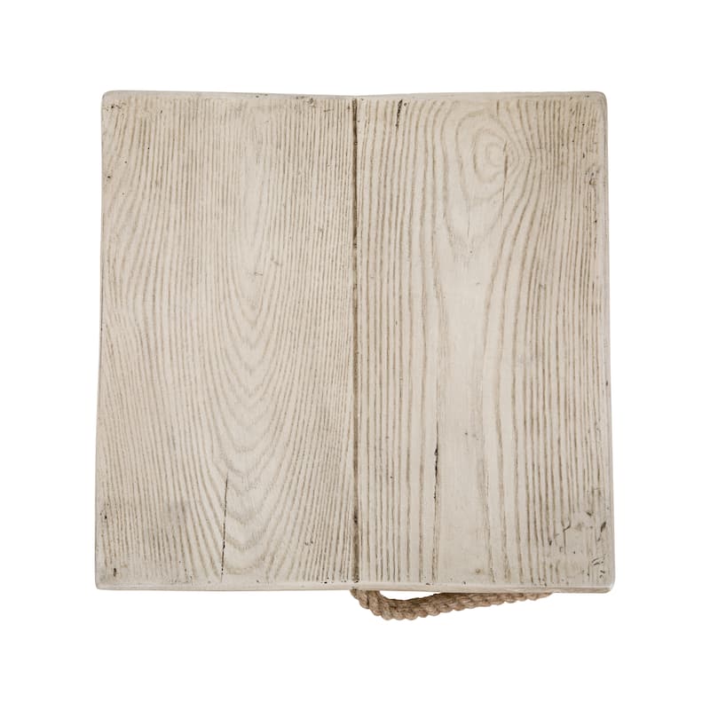 Christopher Knight Home - 14.76'' Rustic Wood Look Square MGO Side Table with Decorative Braided Cord - Wood Finish