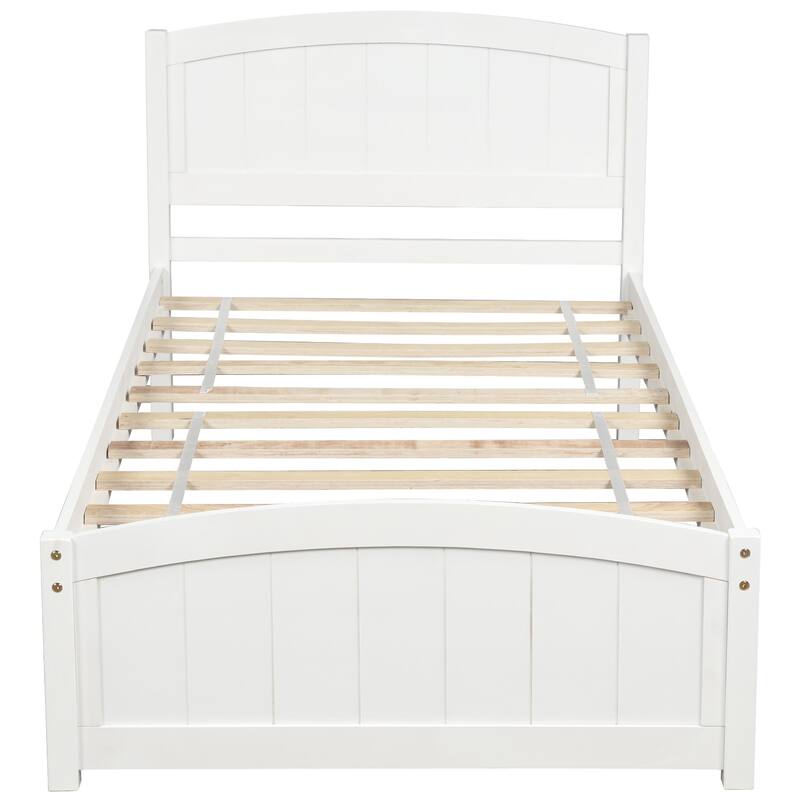 Wood Platform Bed with Headboard Footboard and Slat
