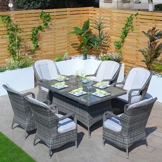 7 Pieces Wicker Rectangle Dining Table and Chair Set