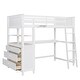 preview thumbnail 4 of 43, Twin Size Loft Bed Kids Bed Frame Wooden Storage Bed with Desk, Shelves, Pull-out Drawers, Ladder and Guardrail