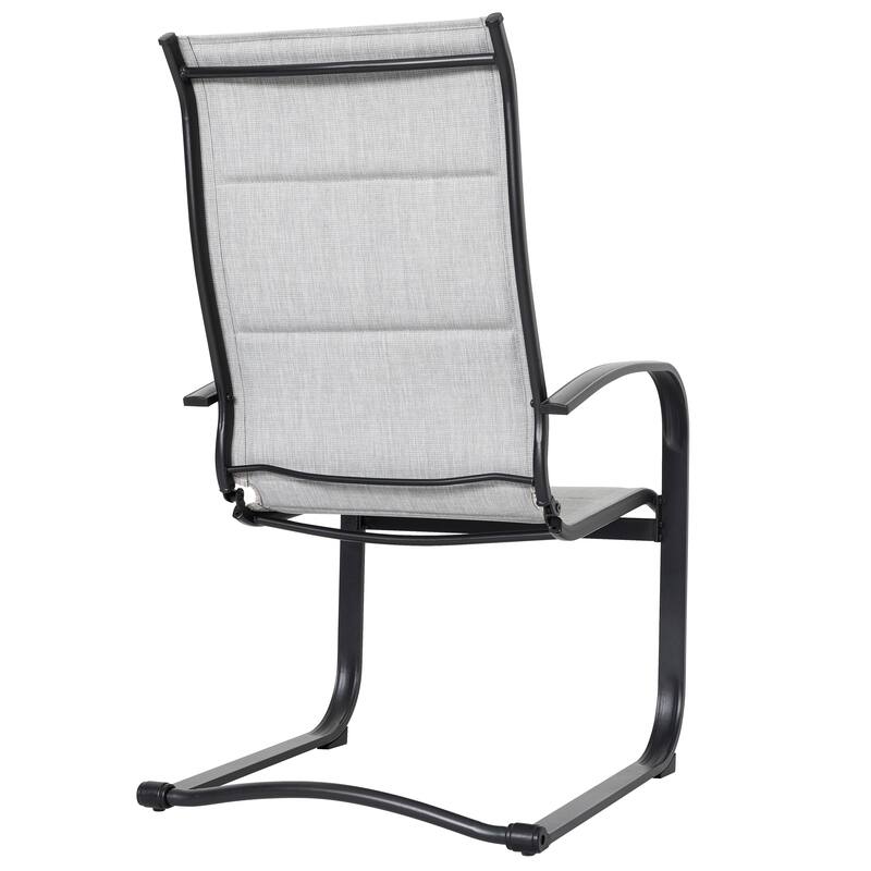 Textilene Patio Dining Chair Set of 2, Powder-coated Iron Frame, Gray