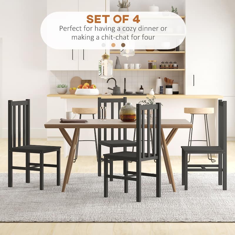 Pine Wood Frame Armless Dining Chairs Set of 4 Water-resistant - 15.2" W x 18.7" D x 39" H